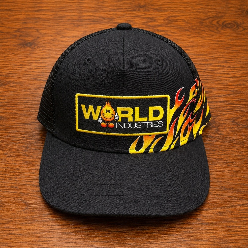 World Industries Hat Mens Snapback Flame Boy Skateboarding Skater Street Y2K